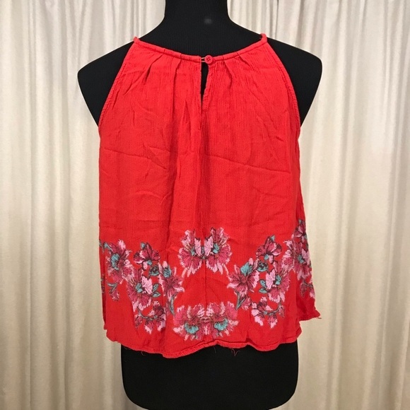 Francescas Red Floral Sleeveless Blouse Medium - Picture 3 of 9